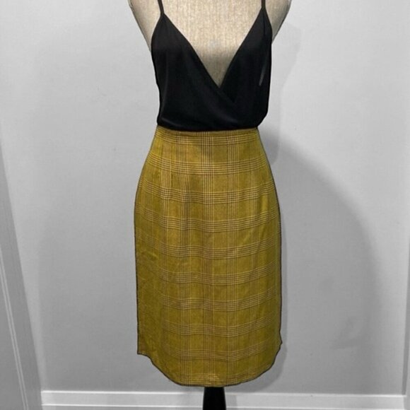 Jones New York Yellow Plaid Pencil Pencil Skirt Size 12 - Picture 6 of 16